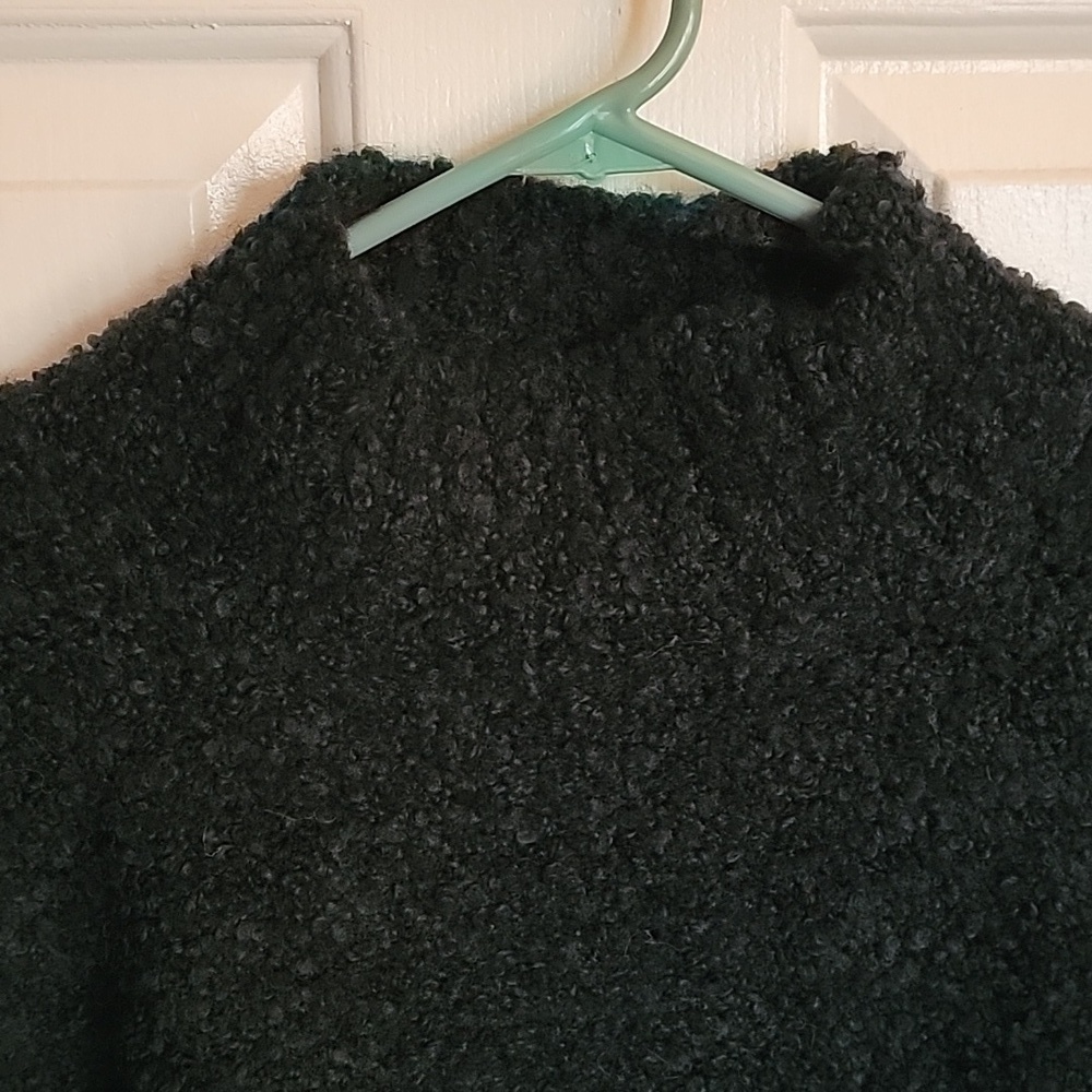Ann Taylor's LOFT long sleeved sweater, short turtleneck, black and green, M. - Picture 7 of 8